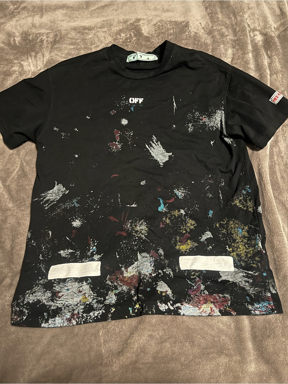 Off-White Black Logo Tee with Tag Detail